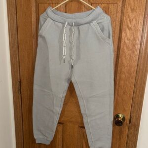 aerie Light Gray Waffle Knit Jogger Sweatpants